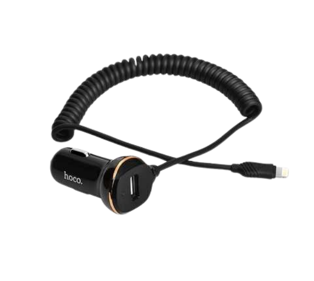 Автомобільний зарядний пристрій Hoco Z14 1USB 3.4A Black + кабель Lightning